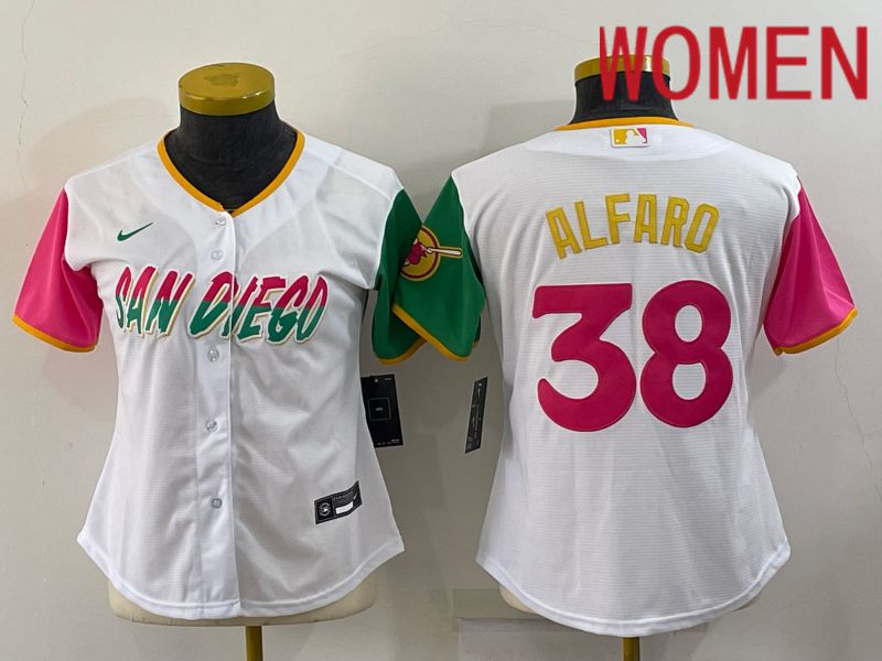 Women San Diego Padres 38 Alfaro White City Edition Nike 2022 MLB Jerseys